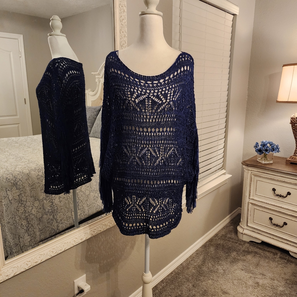 White House Black Market Deep Blue Knit Top